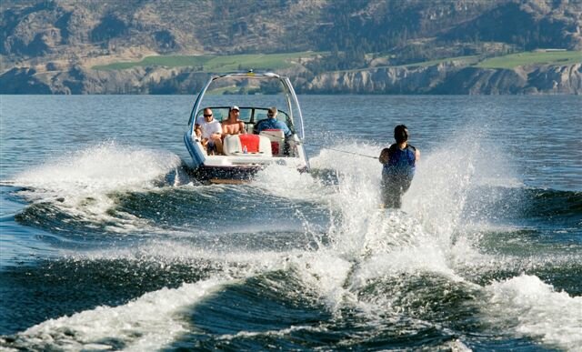 water skiier seen from behind